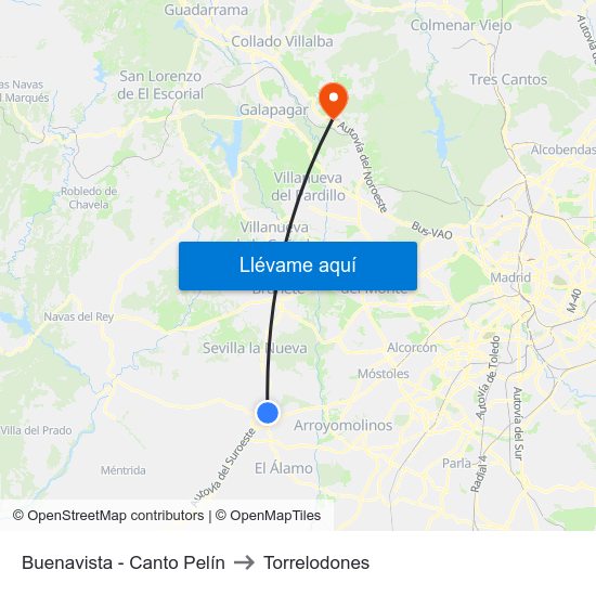 Buenavista - Canto Pelín to Torrelodones map