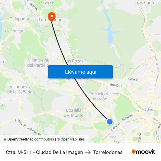 Ctra. M-511 - Ciudad De La Imagen to Torrelodones map