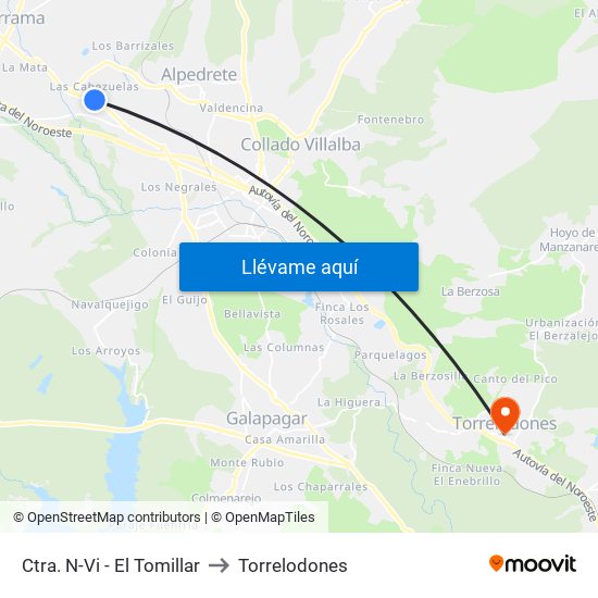 Ctra. N-Vi - El Tomillar to Torrelodones map