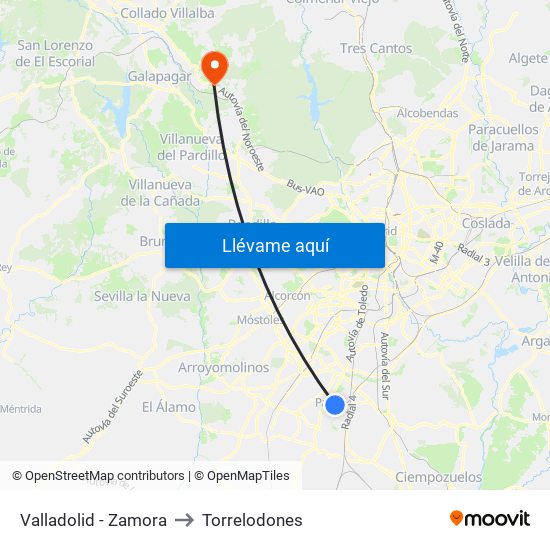 Valladolid - Zamora to Torrelodones map