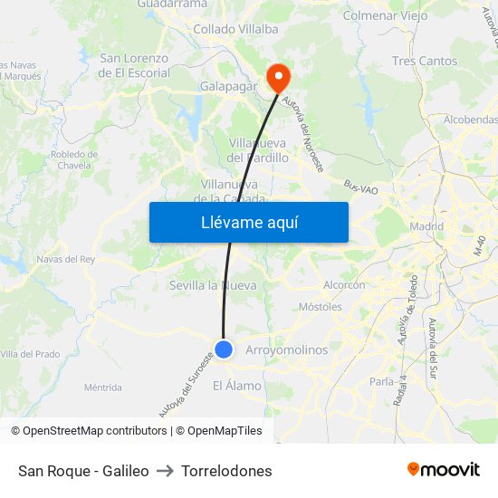 San Roque - Galileo to Torrelodones map