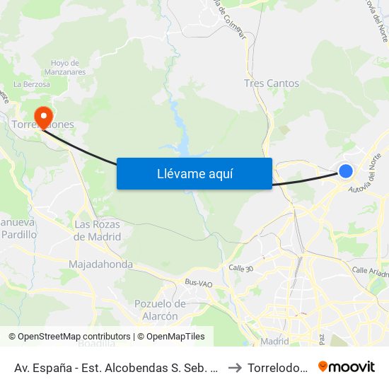 Av. España - Est. Alcobendas S. Seb. Reyes to Torrelodones map