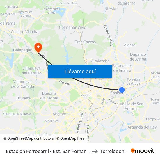 Estación Ferrocarril - Est. San Fernando to Torrelodones map