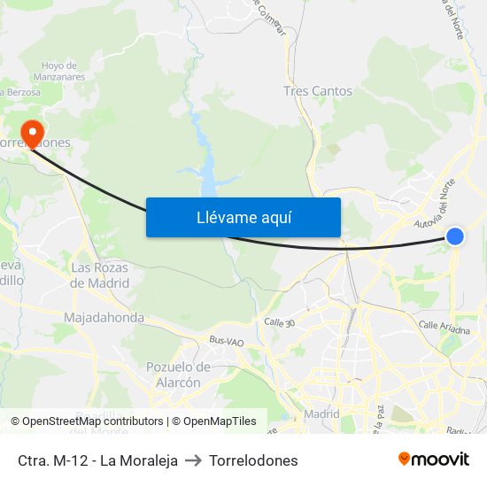 Ctra. M-12 - La Moraleja to Torrelodones map