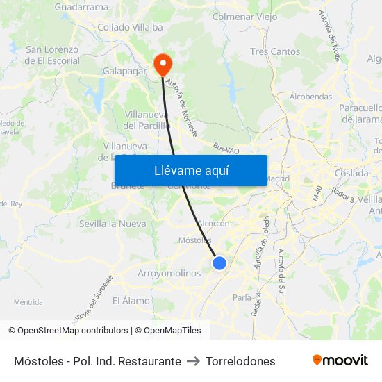 Móstoles - Pol. Ind. Restaurante to Torrelodones map