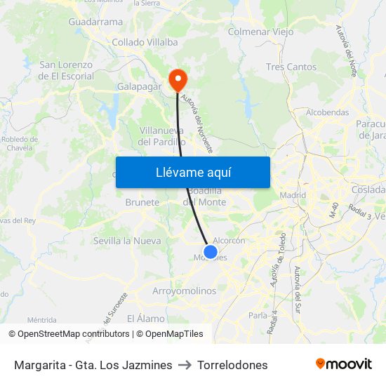 Margarita - Gta. Los Jazmines to Torrelodones map