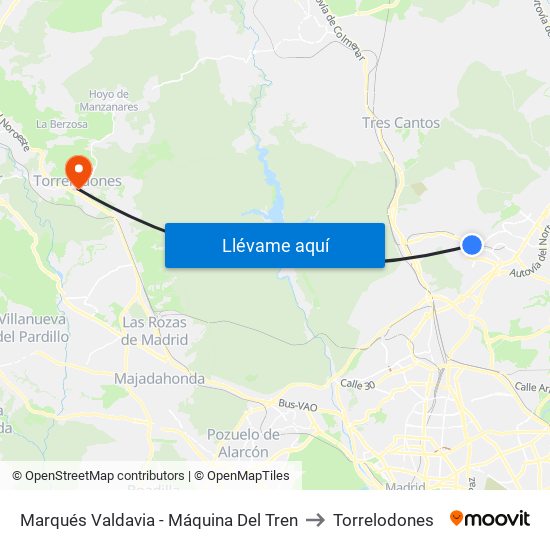 Marqués Valdavia - Máquina Del Tren to Torrelodones map