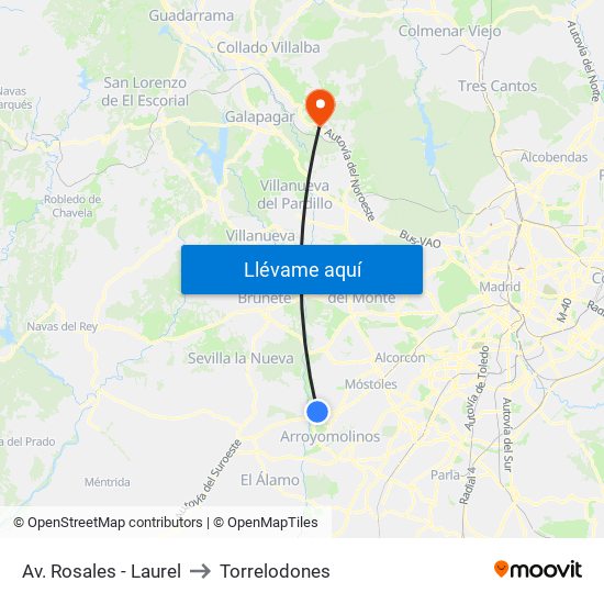 Av. Rosales - Laurel to Torrelodones map