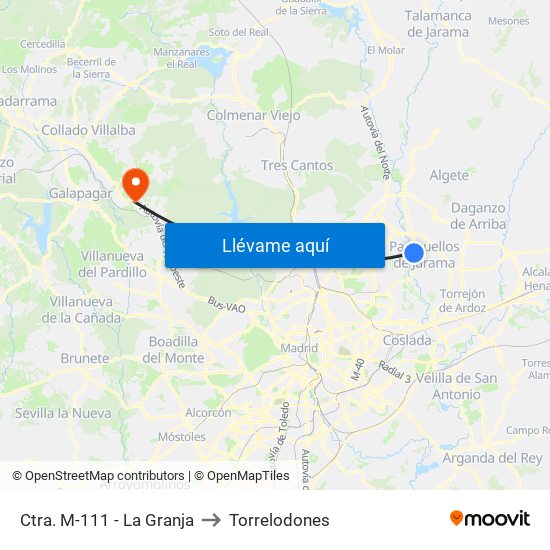 Ctra. M-111 - La Granja to Torrelodones map