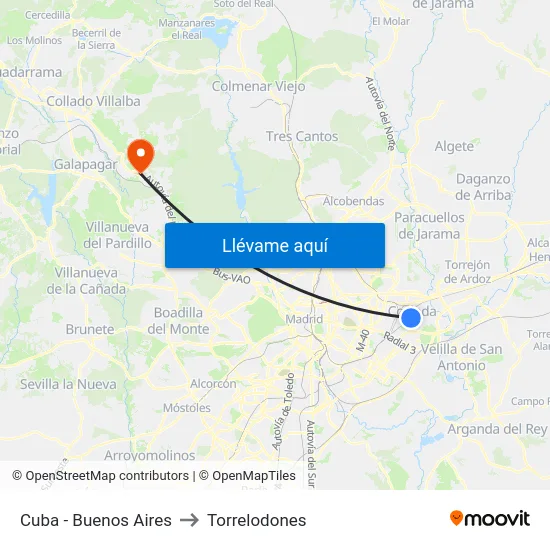Cuba - Buenos Aires to Torrelodones map