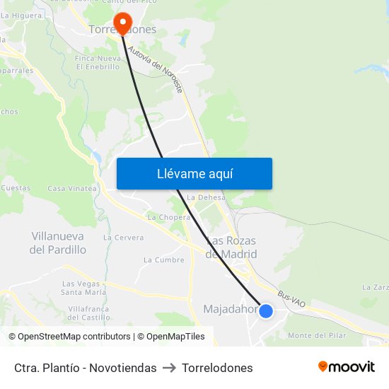Ctra. Plantío - Novotiendas to Torrelodones map