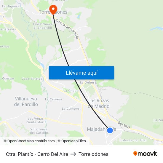 Ctra. Plantío - Cerro Del Aire to Torrelodones map