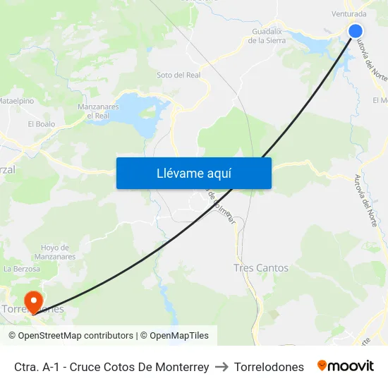 Ctra. A-1 - Cruce Cotos De Monterrey to Torrelodones map