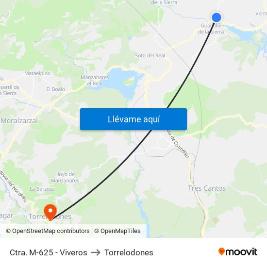 Ctra. M-625 - Viveros to Torrelodones map