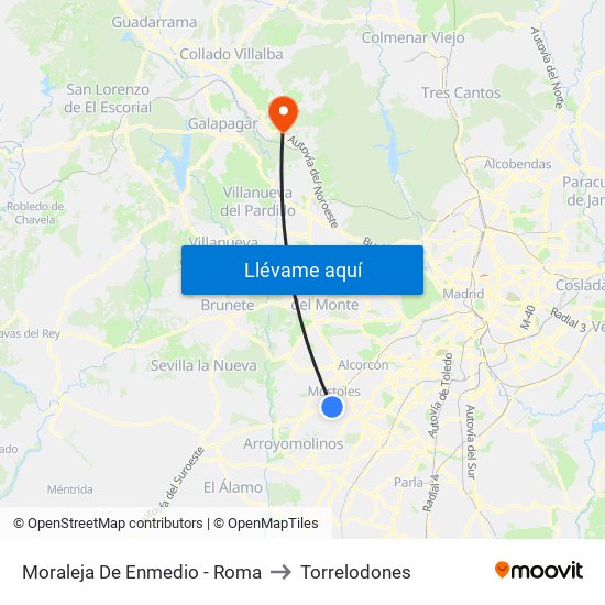 Moraleja De Enmedio - Roma to Torrelodones map