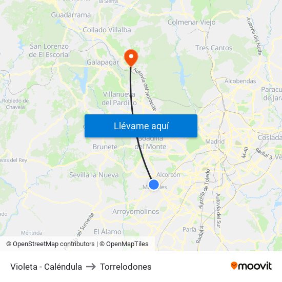 Violeta - Caléndula to Torrelodones map