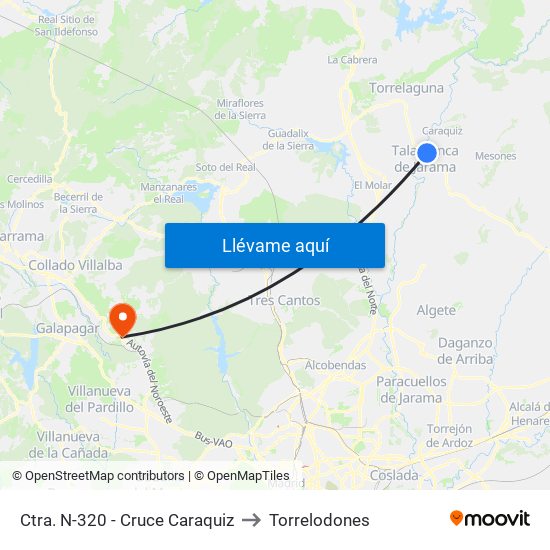 Ctra. N-320 - Cruce Caraquiz to Torrelodones map