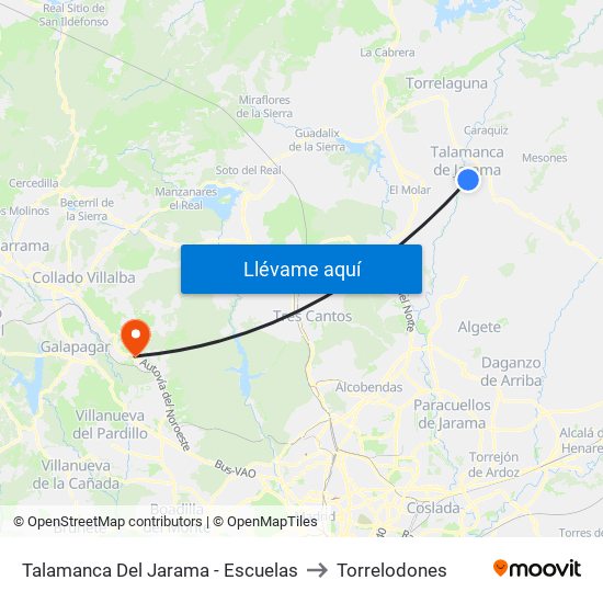 Talamanca Del Jarama - Escuelas to Torrelodones map