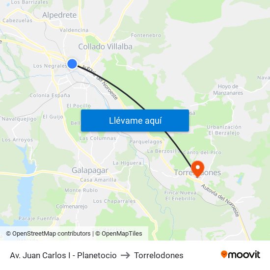 Av. Juan Carlos I - Planetocio to Torrelodones map