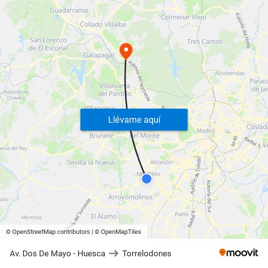 Av. Dos De Mayo - Huesca to Torrelodones map