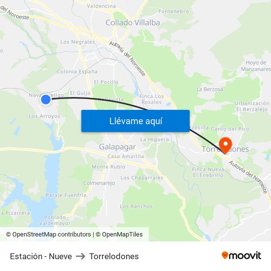 Estación - Nueve to Torrelodones map
