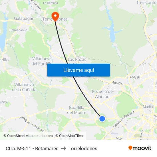 Ctra. M-511 - Retamares to Torrelodones map