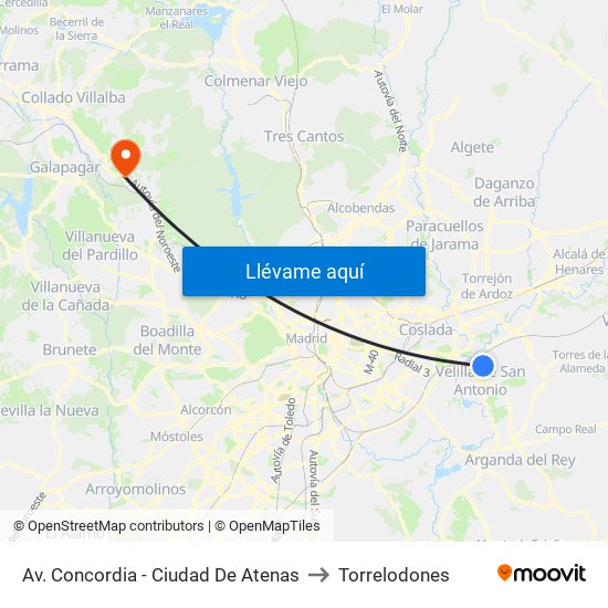 Av. Concordia - Ciudad De Atenas to Torrelodones map