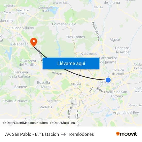 Av. San Pablo - B.º Estación to Torrelodones map