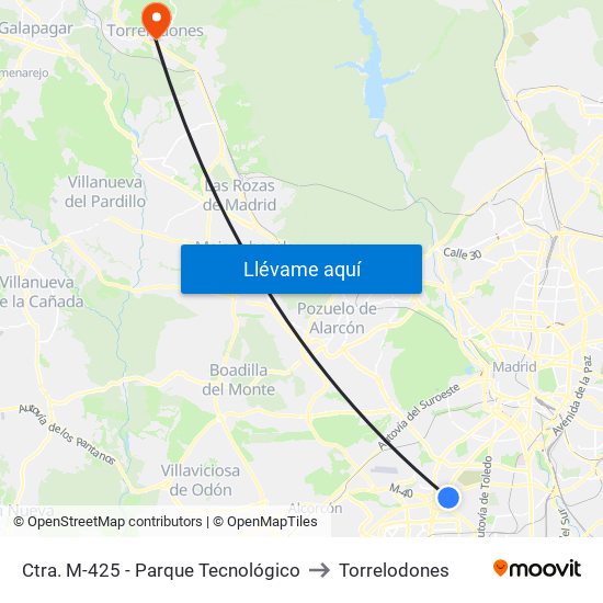 Ctra. M-425 - Parque Tecnológico to Torrelodones map