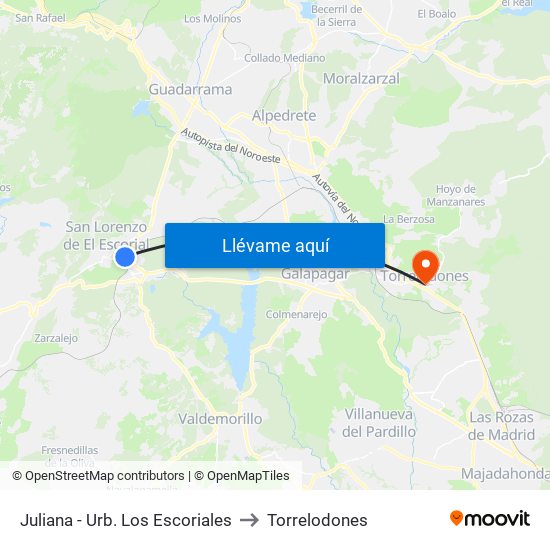 Juliana - Urb. Los Escoriales to Torrelodones map