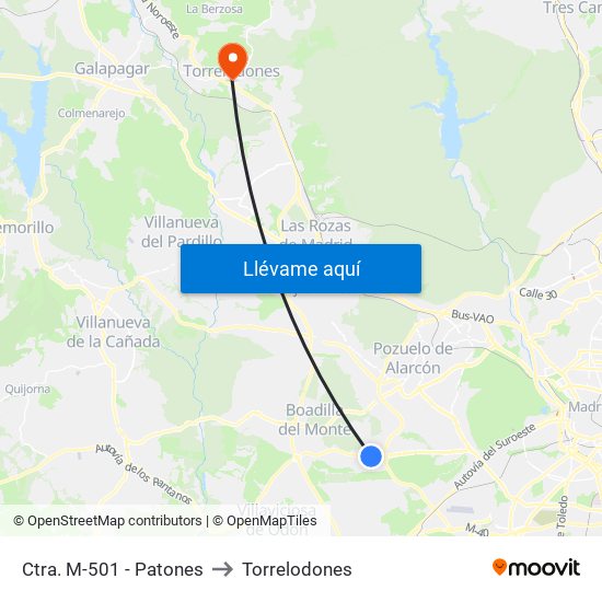 Ctra. M-501 - Patones to Torrelodones map