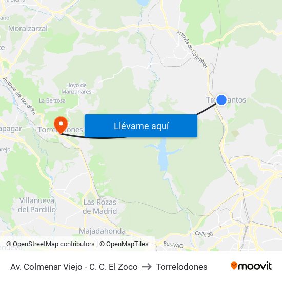 Av. Colmenar Viejo - C. C. El Zoco to Torrelodones map