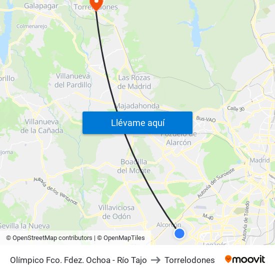 Olímpico Fco. Fdez. Ochoa - Río Tajo to Torrelodones map