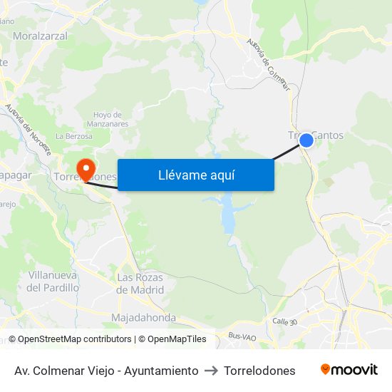 Av. Colmenar Viejo - Ayuntamiento to Torrelodones map