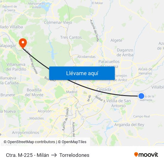 Ctra. M-225 - Milán to Torrelodones map