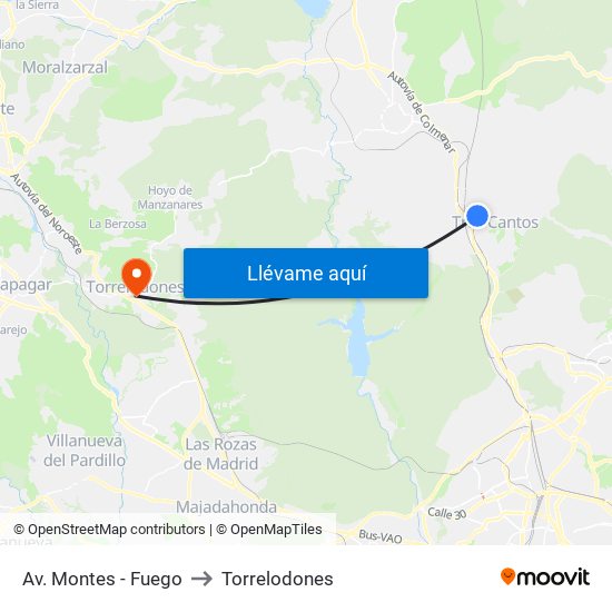 Av. Montes - Fuego to Torrelodones map