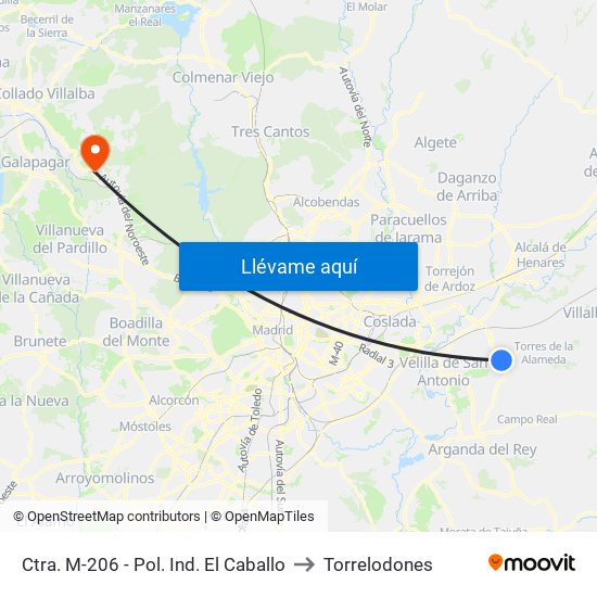 Ctra. M-206 - Pol. Ind. El Caballo to Torrelodones map