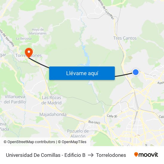 Universidad De Comillas - Edificio B to Torrelodones map