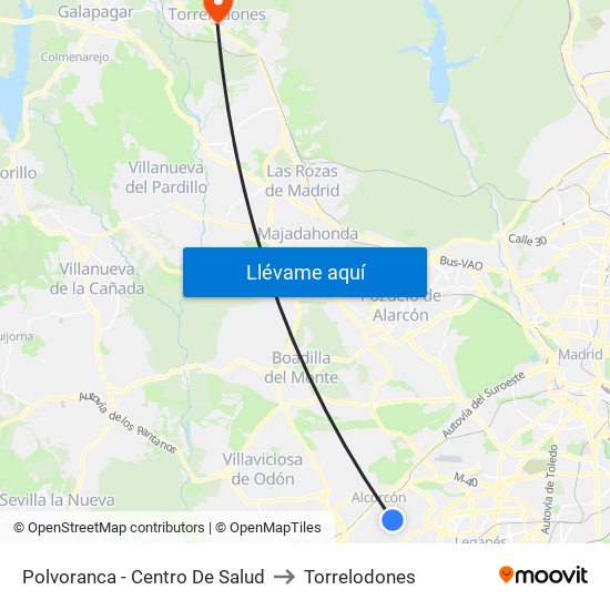 Polvoranca - Centro De Salud to Torrelodones map
