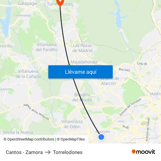 Cantos - Zamora to Torrelodones map