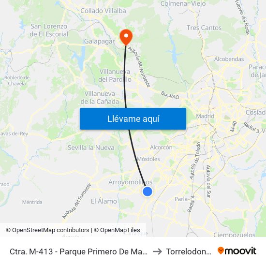 Ctra. M-413 - Parque Primero De Mayo to Torrelodones map