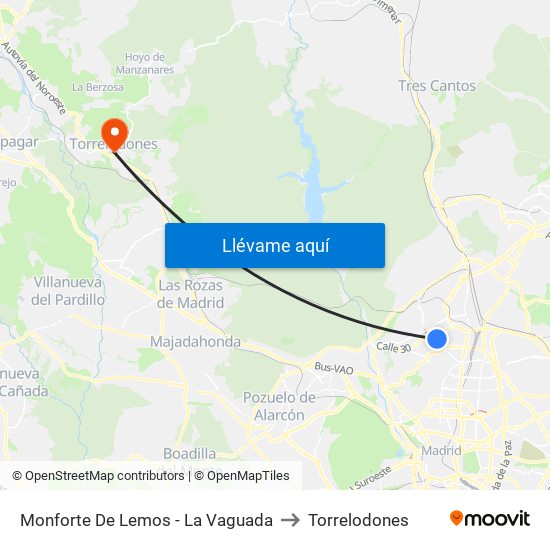 Monforte De Lemos - La Vaguada to Torrelodones map