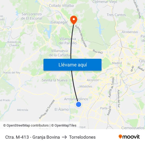 Ctra. M-413 - Granja Bovina to Torrelodones map