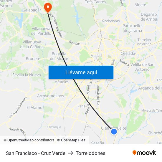 San Francisco - Cruz Verde to Torrelodones map