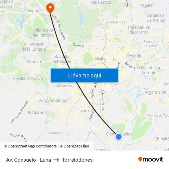 Av. Consuelo - Luna to Torrelodones map