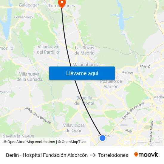 Berlín - Hospital Fundación Alcorcón to Torrelodones map
