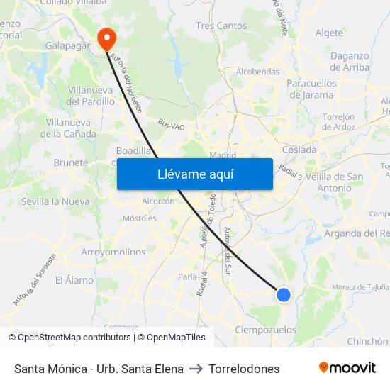 Santa Mónica - Urb. Santa Elena to Torrelodones map