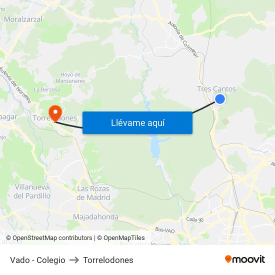 Vado - Colegio to Torrelodones map