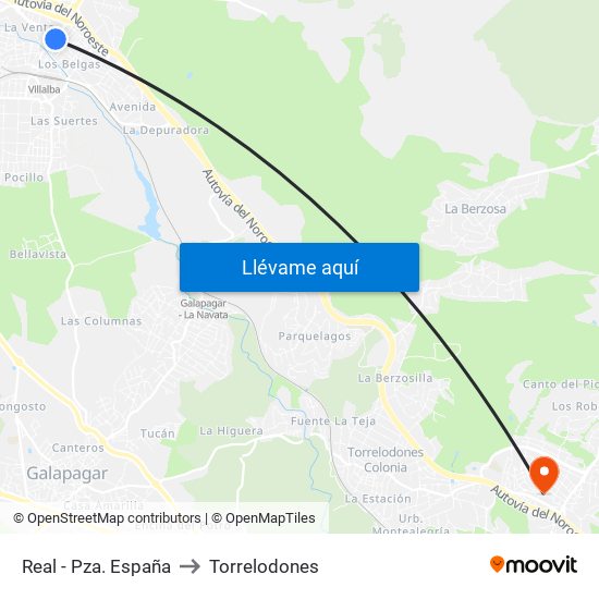 Real - Pza. España to Torrelodones map