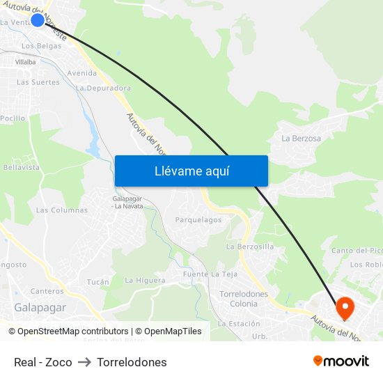 Real - Zoco to Torrelodones map